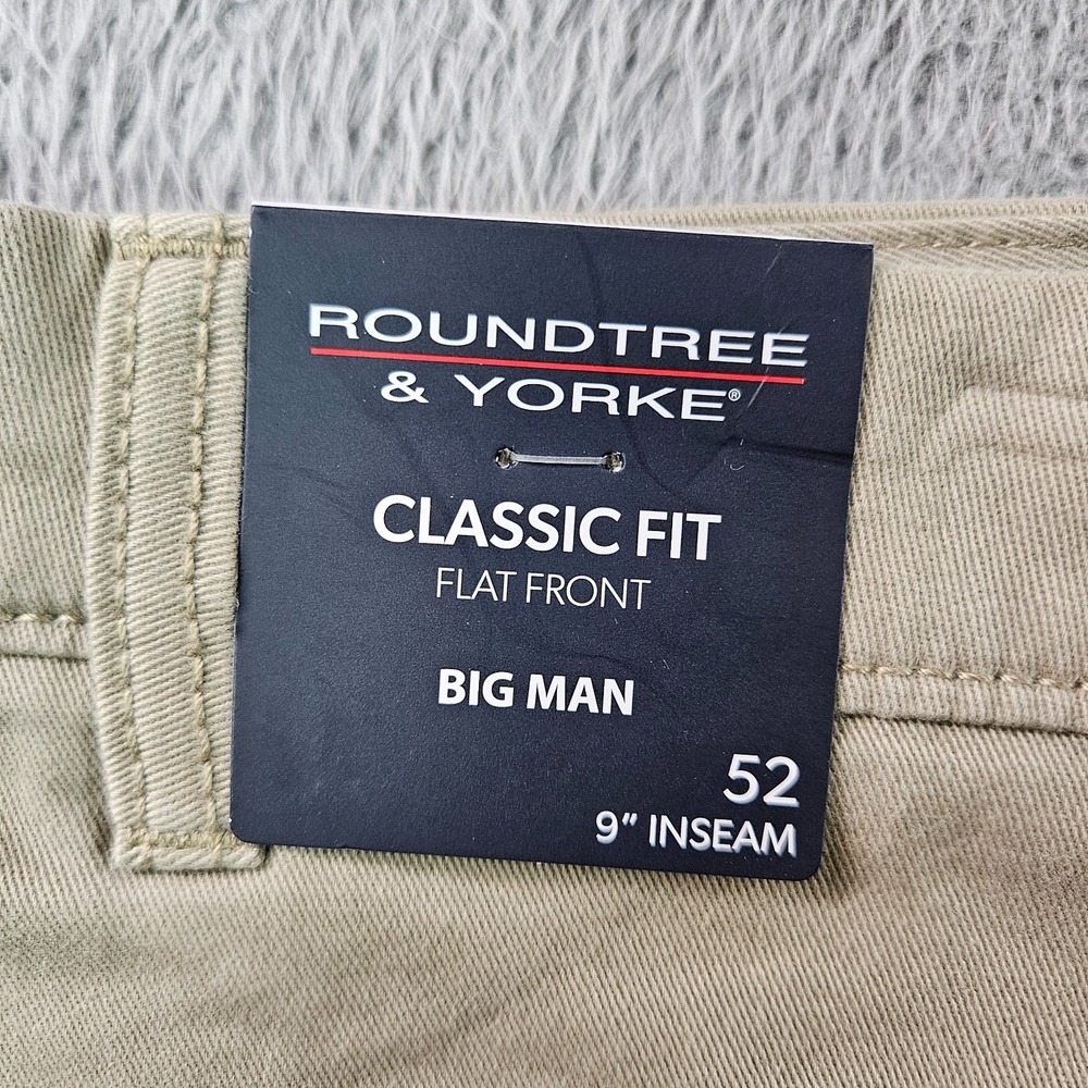 NEW Roundtree & Yorke The Cloud Shorts Men 52 x 9" Stretch Classic Flat Khaki
